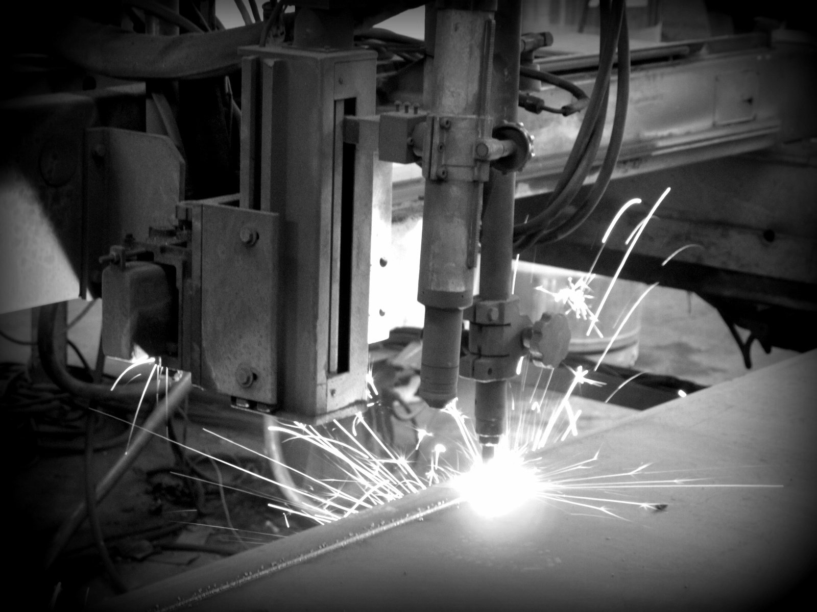 Steel plate marked out for fabrication